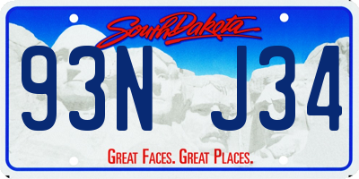 SD license plate 93NJ34