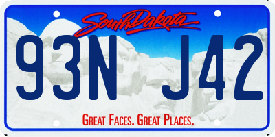 SD license plate 93NJ42