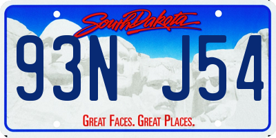 SD license plate 93NJ54