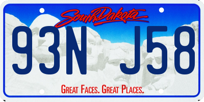 SD license plate 93NJ58