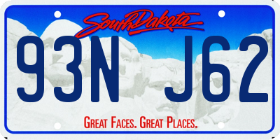 SD license plate 93NJ62