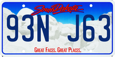 SD license plate 93NJ63