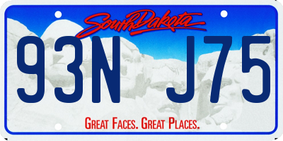 SD license plate 93NJ75