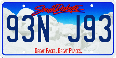 SD license plate 93NJ93
