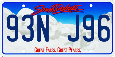 SD license plate 93NJ96