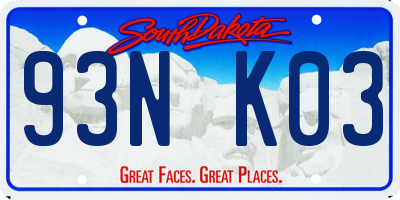 SD license plate 93NK03