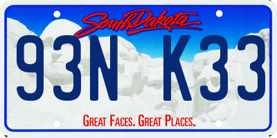 SD license plate 93NK33