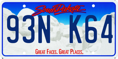 SD license plate 93NK64