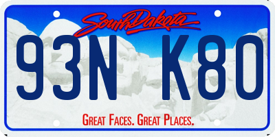 SD license plate 93NK80