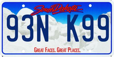 SD license plate 93NK99