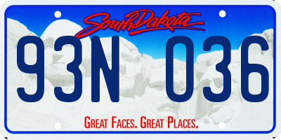 SD license plate 93NO36