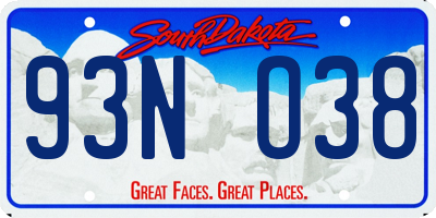 SD license plate 93NO38