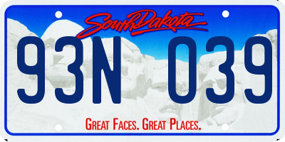 SD license plate 93NO39