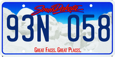 SD license plate 93NO58