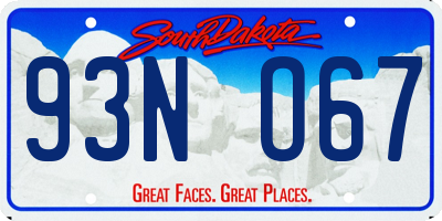 SD license plate 93NO67