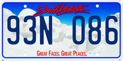 SD license plate 93NO86