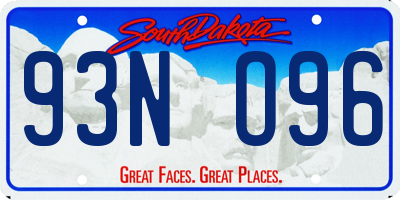 SD license plate 93NO96
