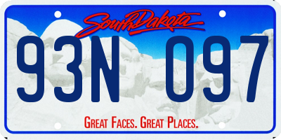 SD license plate 93NO97