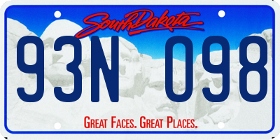 SD license plate 93NO98