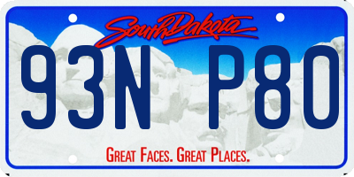 SD license plate 93NP80