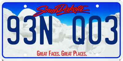 SD license plate 93NQ03