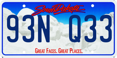 SD license plate 93NQ33