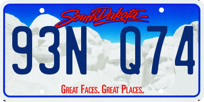 SD license plate 93NQ74