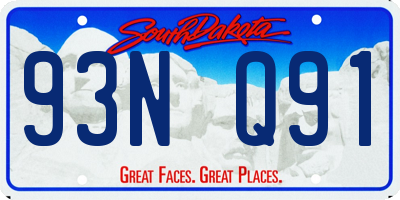 SD license plate 93NQ91