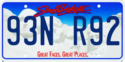 SD license plate 93NR92