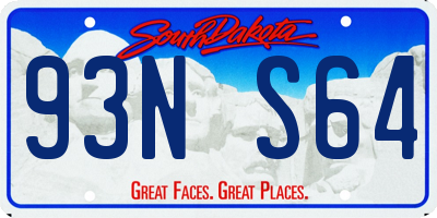 SD license plate 93NS64