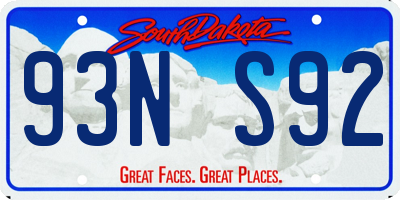SD license plate 93NS92
