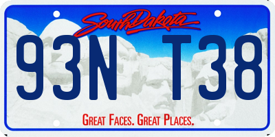 SD license plate 93NT38
