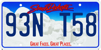 SD license plate 93NT58
