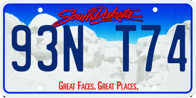 SD license plate 93NT74