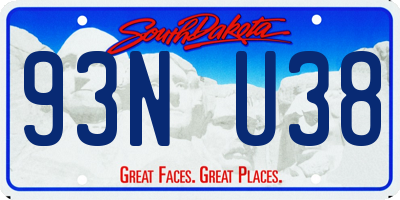 SD license plate 93NU38