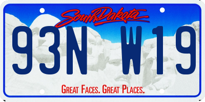 SD license plate 93NW19