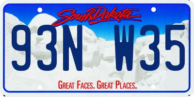 SD license plate 93NW35