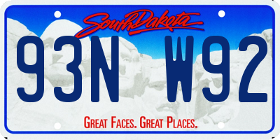 SD license plate 93NW92