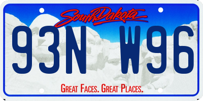 SD license plate 93NW96