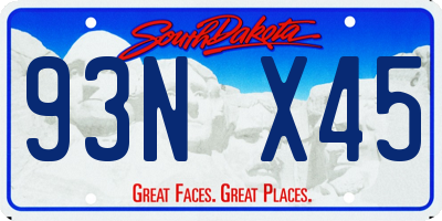 SD license plate 93NX45