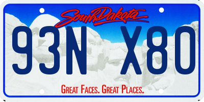 SD license plate 93NX80