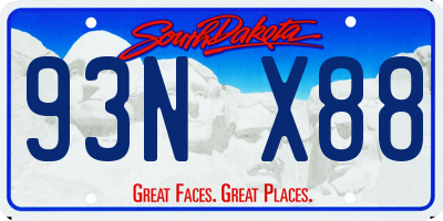 SD license plate 93NX88
