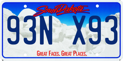 SD license plate 93NX93