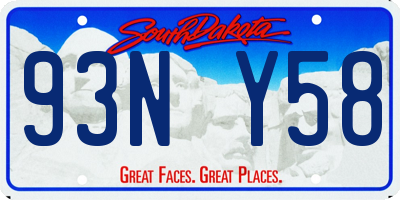 SD license plate 93NY58