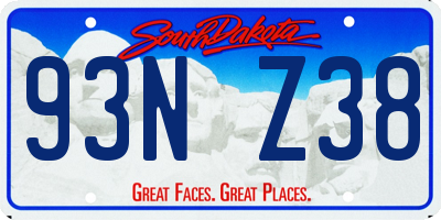 SD license plate 93NZ38