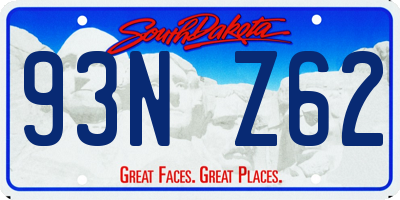 SD license plate 93NZ62