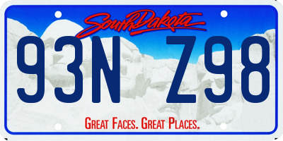 SD license plate 93NZ98