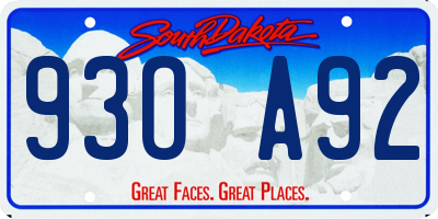 SD license plate 93OA92