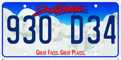 SD license plate 93OD34