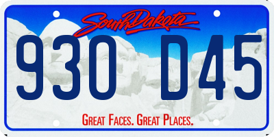 SD license plate 93OD45